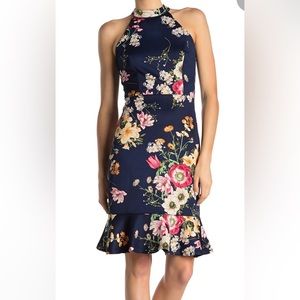 JUST FOR WRAPS - Floral Ruffle Hem Scuba Dress size 6-8